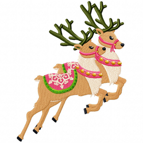 Couple Reindeer 2 - North Pole Character #06 Machine Embroidery Design