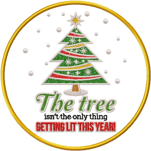 Getting Lit this Year - Humor Christmas Patch #06 Machine Embroidery Design