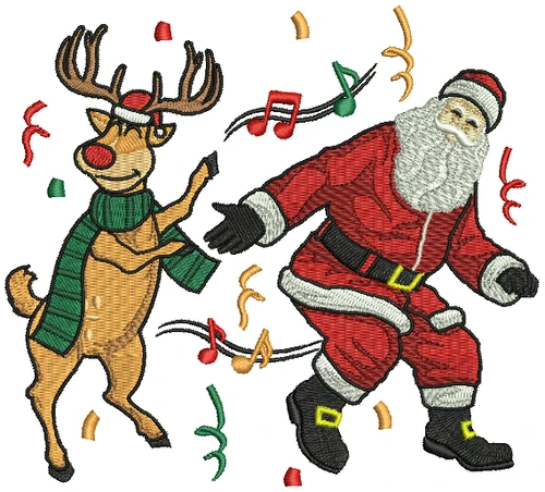 Dancing Santa and Reindeer - Humor Christmas #03 Machine Embroidery Design