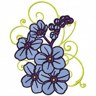 Blue Floral - Flower #09 Machine Embroidery Design