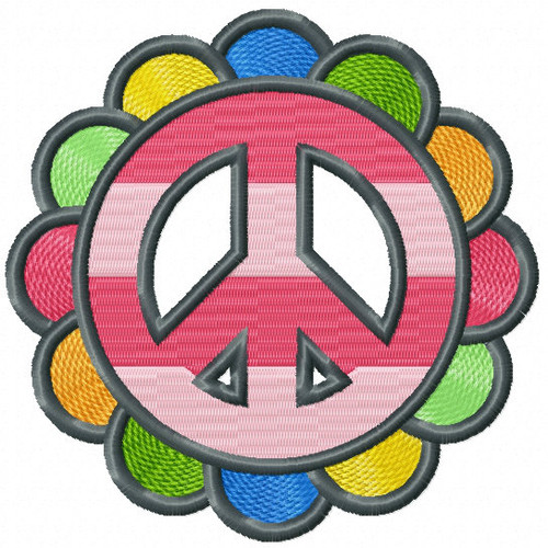 Rainbow Peace Sign - Psychedelic 60's Machine Embroidery Design