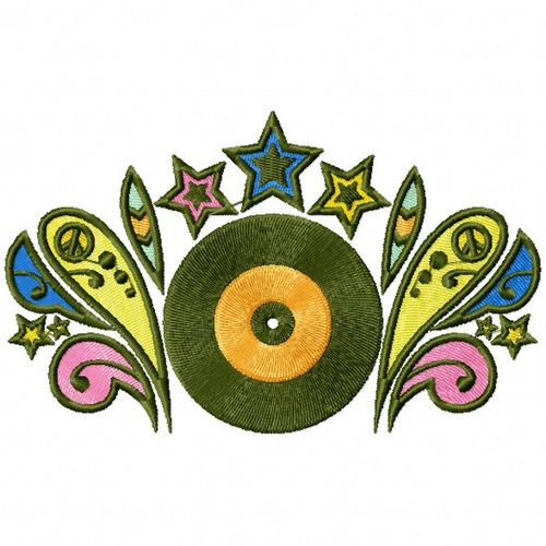 Vinyl Record - Psychedelic 60's Machine Embroidery Design