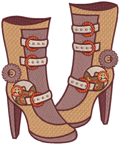 Steampunk Boots - Machine Embroidery Design - Steampunk Collection #14