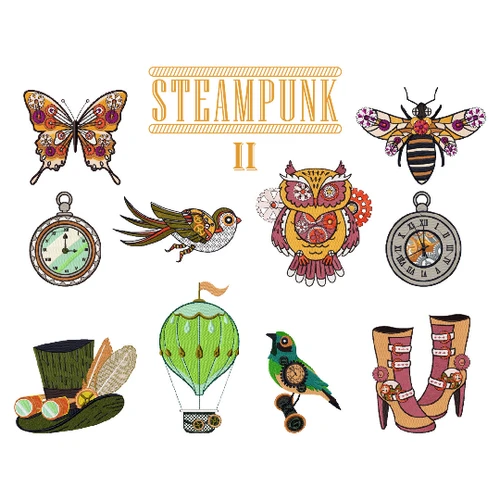 Steampunk 2 Collection of 10 Machine Embroidery Designs