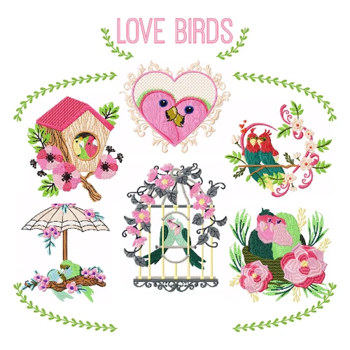 Love Birds Collection of 6 Machine Embroidery Designs
