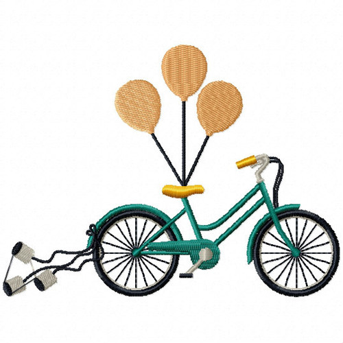 Bike with Balloons - Cycling Hobby Collection #04 - Machine Embroidery Design