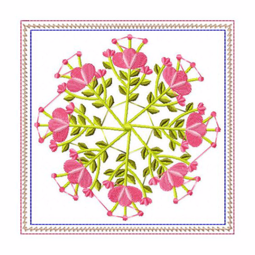 In The Hoop Machine Embroidery Mug Rug - Circle of Flowers Collection #03