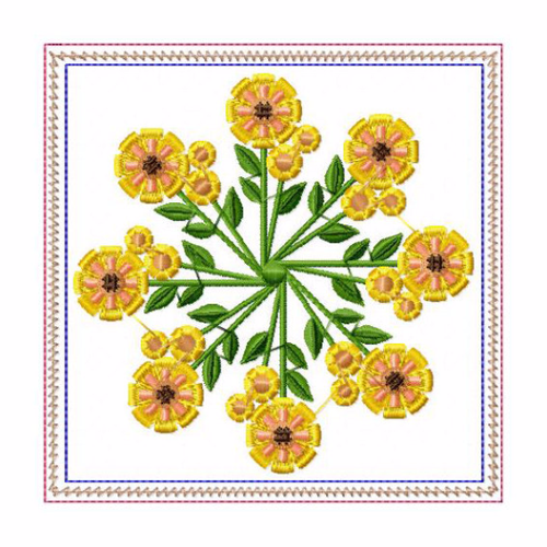 In The Hoop Machine Embroidery Mug Rug - Circle of Flowers Collection #04