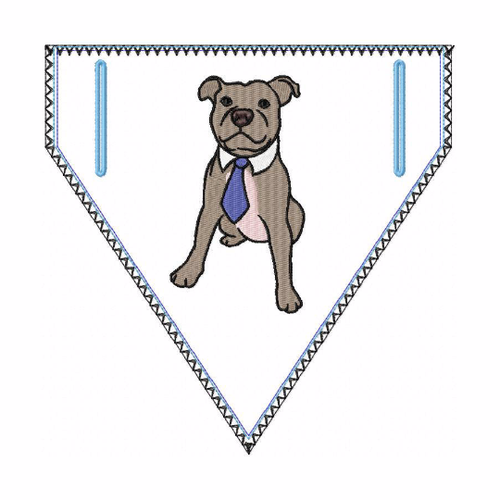 Pitbull Doggie Bandanna 03 - In The Hoop Machine Embroidery Design