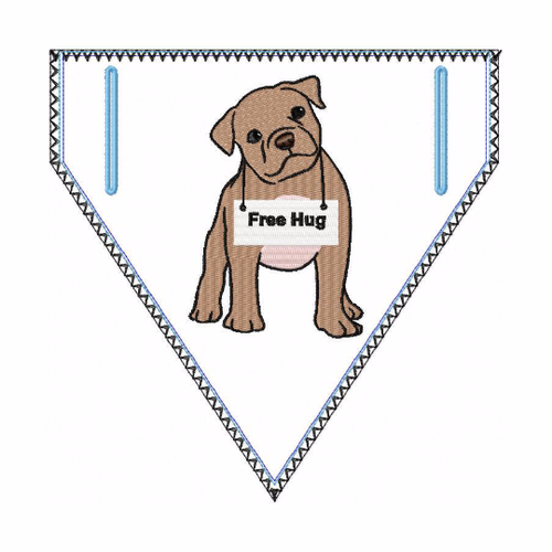 Pitbull Doggie Bandanna 05 - In The Hoop Machine Embroidery Design