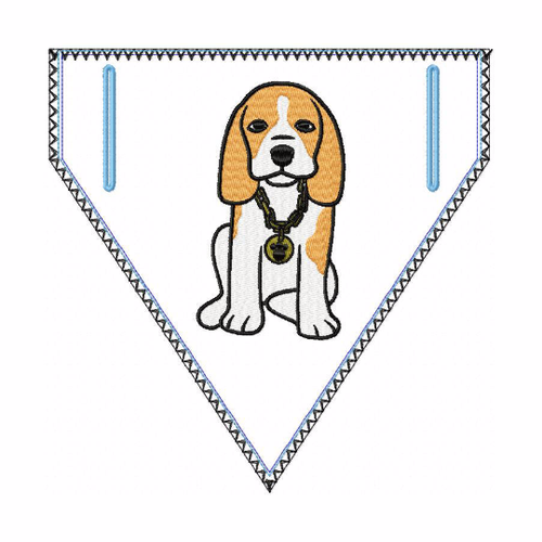 Beagle Doggie Bandanna 04 - In The Hoop Machine Embroidery Design
