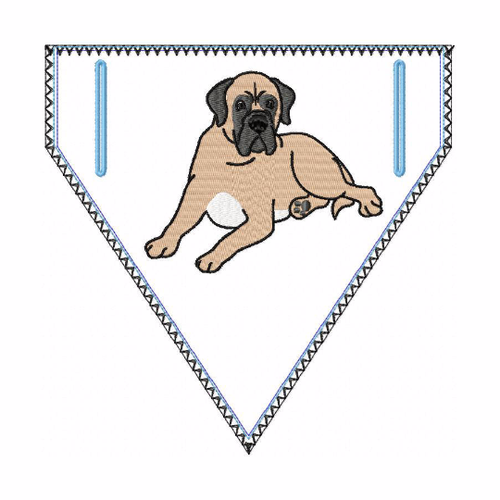 Bullmastiff Doggie Bandana 03 - In The Hoop Machine Embroidery Design