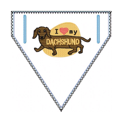 Dachshund Doggie Bandana 04 - In The Hoop Machine Embroidery Design
