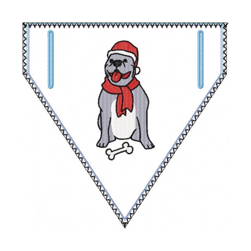 Doggie Bandana Santa Dog 05 - In The Hoop Machine Embroidery Design