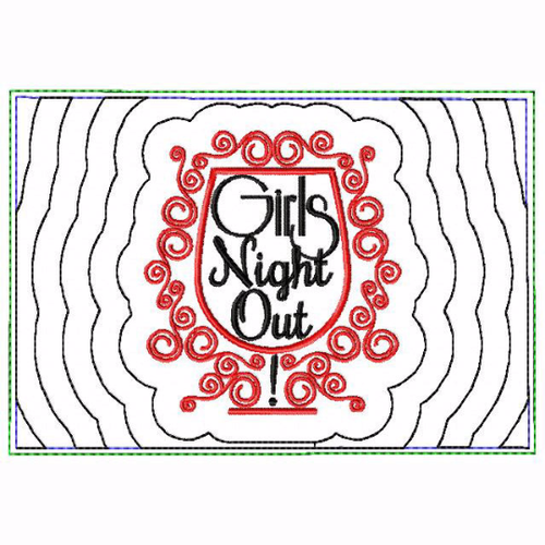 Girls Night Small Money Purse 04 - In The Hoop Machine Embroidery Design