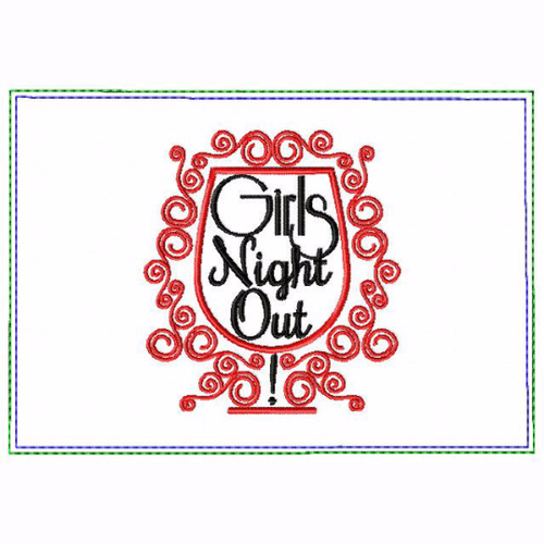 Girls Night Small Money Purse 04 - In The Hoop Machine Embroidery Design