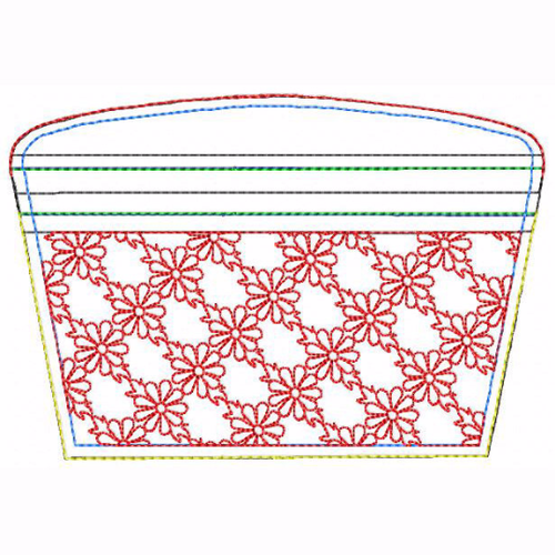 Circle of Flower Small Money Purse 03 - In The Hoop Machine Embroidery Design