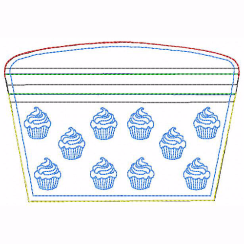 Cupcake Small Money Purse 01 - In The Hoop Machine Embroidery Design