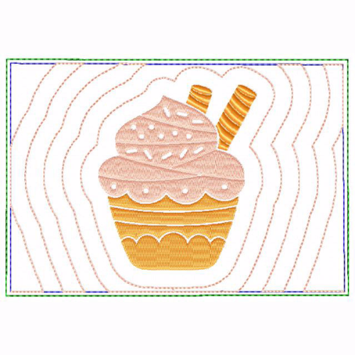 Cupcake Small Money Purse 05 - In The Hoop Machine Embroidery Design