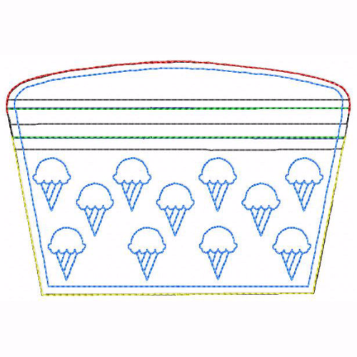 Ice Cream Small Money Purse 05 - In The Hoop Machine Embroidery Design