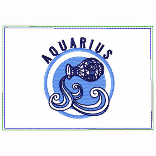 Aquarius Zodiac Small Money Purse - In The Hoop Machine Embroidery Design