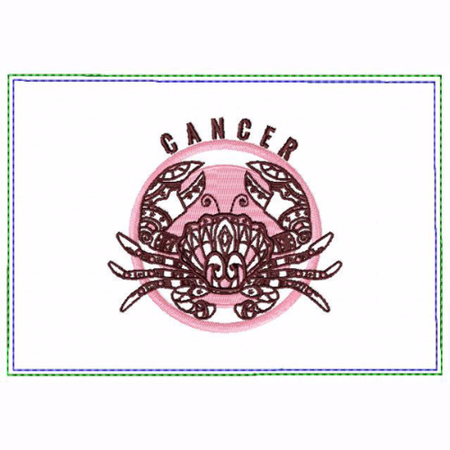 Cancer Zodiac Small Money Purse - In The Hoop Machine Embroidery Design