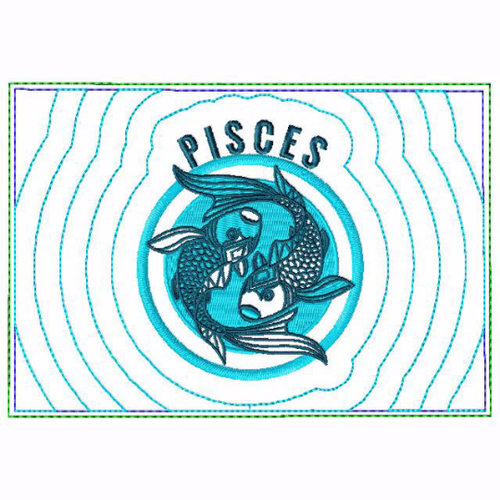 Pisces Zodiac Small Money Purse - In The Hoop Machine Embroidery Design