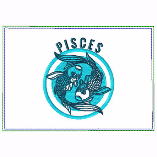 Pisces Zodiac Small Money Purse - In The Hoop Machine Embroidery Design