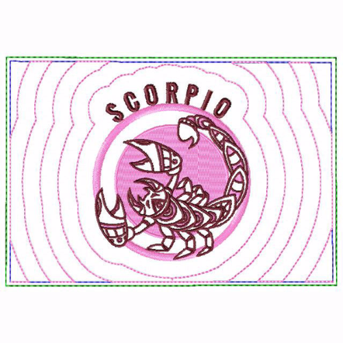 Scorpio Zodiac Small Money Purse - In The Hoop Machine Embroidery Design