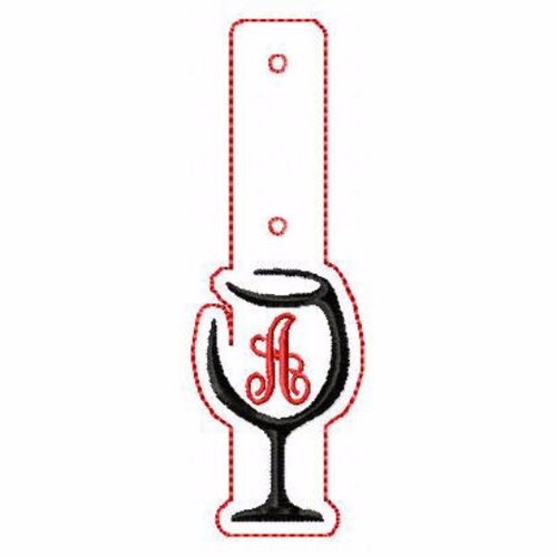 26 Wine Glasses Monogram Key Fobs - In The Hoop Machine Embroidery Designs - Instant Download!