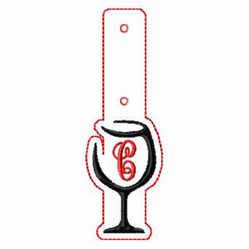 26 Wine Glasses Monogram Key Fobs - In The Hoop Machine Embroidery Designs - Instant Download!