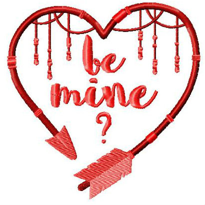 Be Mine? - Valentines Hearts Typography Collection #05 - Machine Embroidery Design