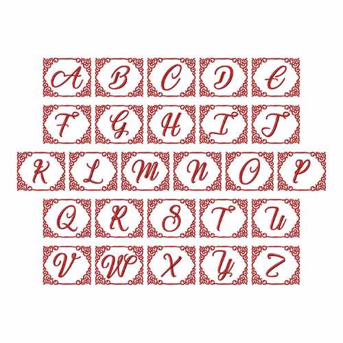 Machine Embroidery Monogram - Abstract Red Frame
