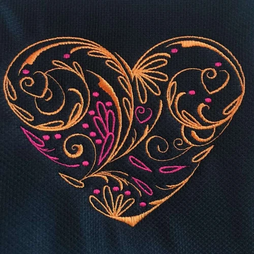Abstract Heart Swirls #04 Machine Embroidery Design
