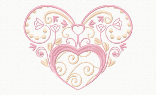 Abstract Heart Swirls #06 Machine Embroidery Design