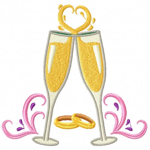 Wedding Champagne - Champagne Toast Collection #04 - Machine Embroidery Design