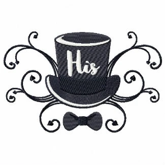 His Hat and Bow Tie - His & Hers Collection #07 Machine Embroidery Design
