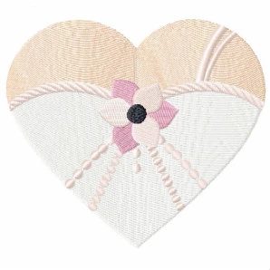 Flower Wedding Dress - Bride & Groom Hearts - Bride Dress Collection #02 Machine Embroidery Design