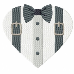 Suspender Tuxedo - Bride & Groom Hearts - Groom Tuxedo Collection #03 Machine Embroidery Design