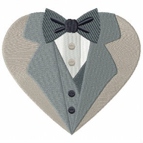 Black Tie Tuxedo - Bride & Groom Hearts - Groom Tuxedo Collection #04 Machine Embroidery Design