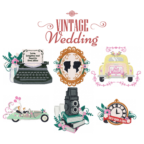 Machine Embroidery Designs - Vintage Wedding Collection of 6