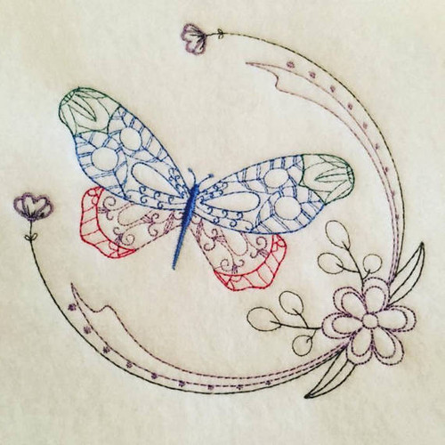 Beautiful Butterfly and Floral #02 Machine Embroidery Designs