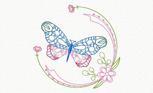 Beautiful Butterfly and Floral #02 Machine Embroidery Designs