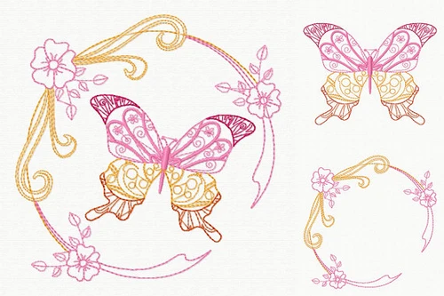 Beautiful Butterfly and Floral #04 Machine Embroidery Designs