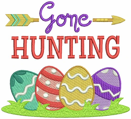 Gone Hunting - Easter Typography Collection #03 Machine Embroidery Design