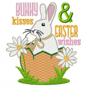 Bunny Kisses & Easter Wishes - Easter Typography Collection #04 Machine Embroidery Design