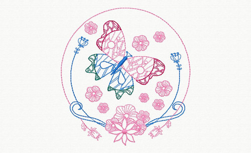 Beautiful Butterfly and Floral #07 Machine Embroidery Designs