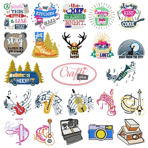 4x4 Hoop Hobbies Special - 69 Hobbies Machine Embroidery Designs!