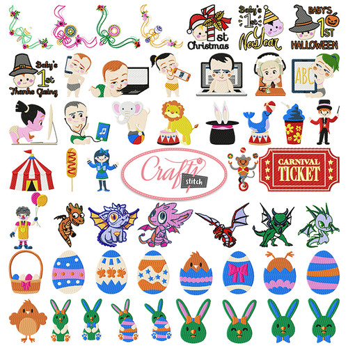 4x4 Hoop Kids Special - 110 Kids Machine Embroidery Designs!