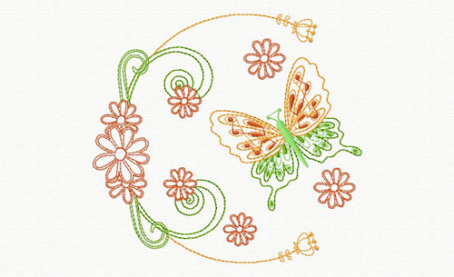 Beautiful Butterfly and Floral #08 Machine Embroidery Designs